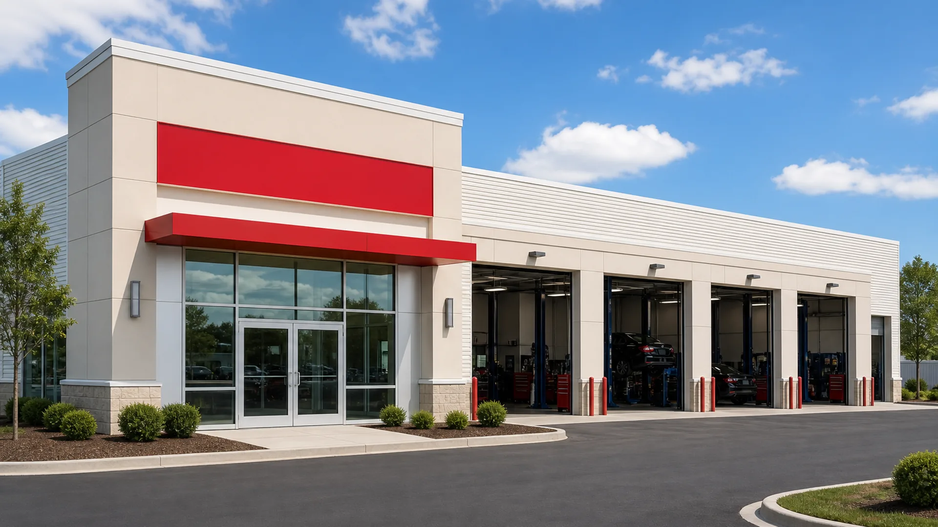 Exterior view of sclerenchym automotive service facility in Nashville, 1920x1080