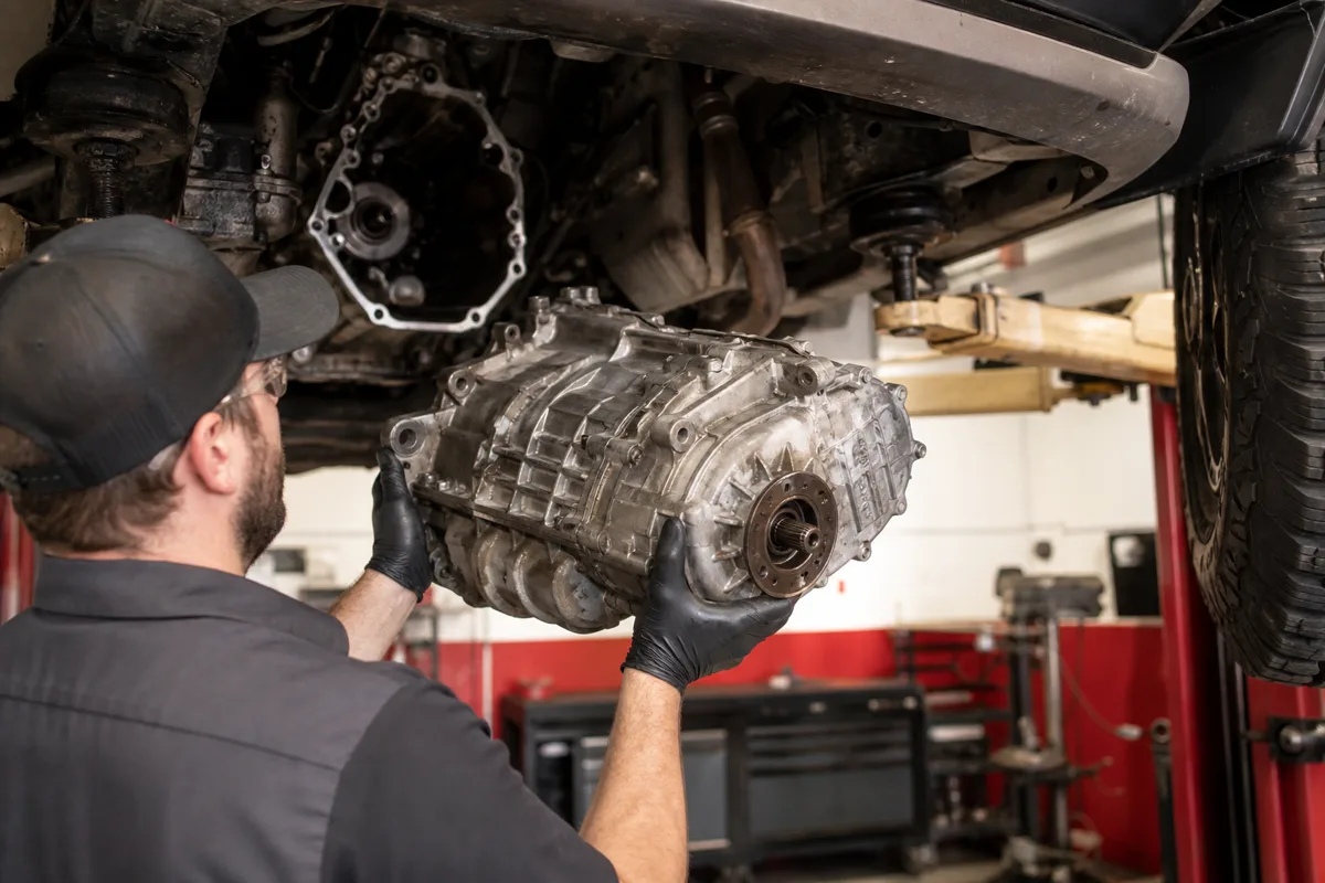 Transfer case pan removal and complete unit sealing procedure in a service bay, 1200x800